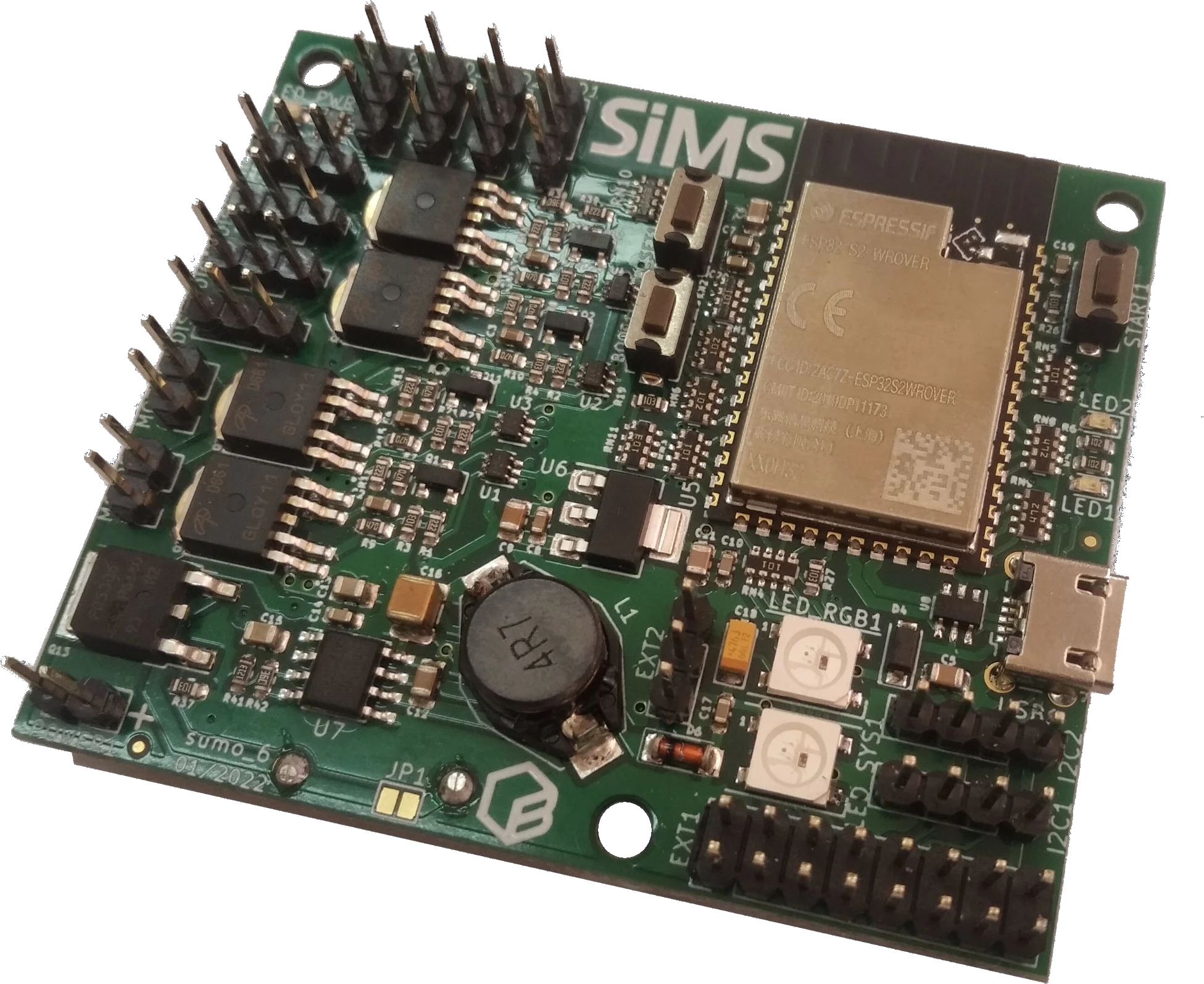 Image of the mentioned custom board with ESP32